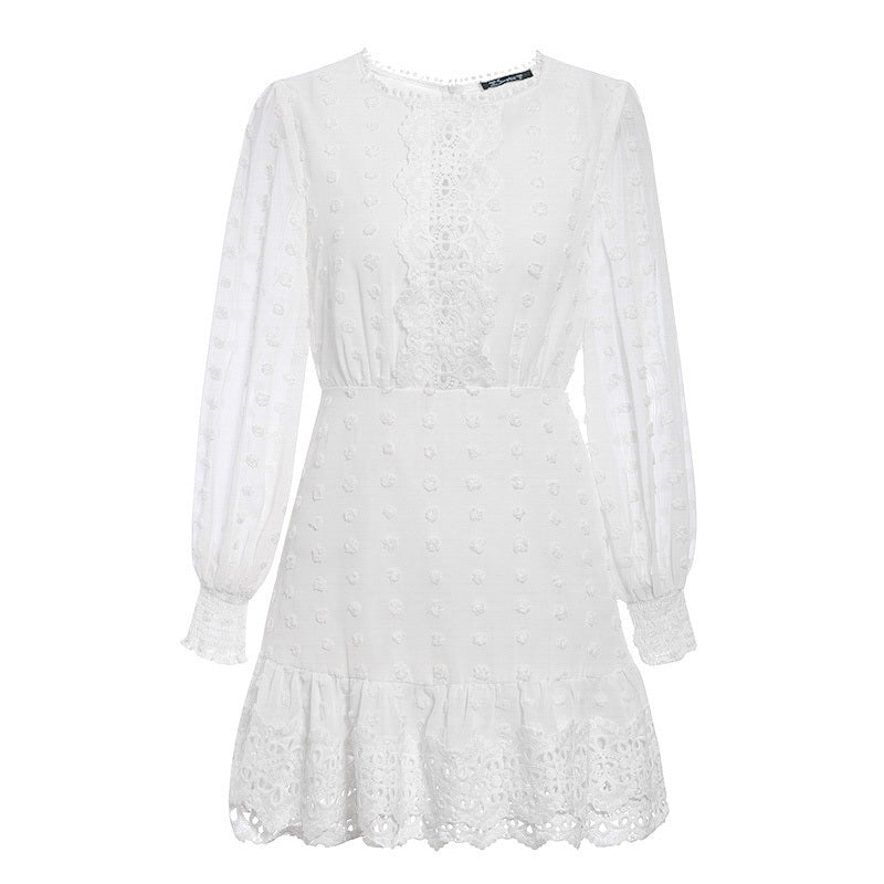 Women's Hollowed Chiffon Dress Formal Dress Lady Dress