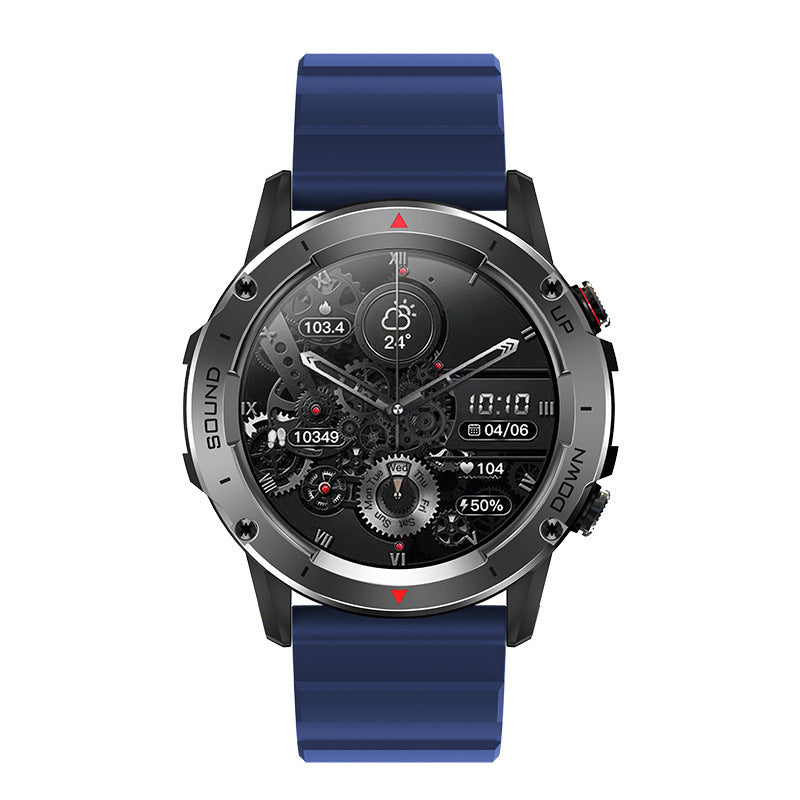 Smartwatch with blue strap on a white background