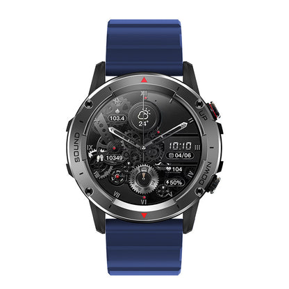 Smartwatch with blue strap on a white background