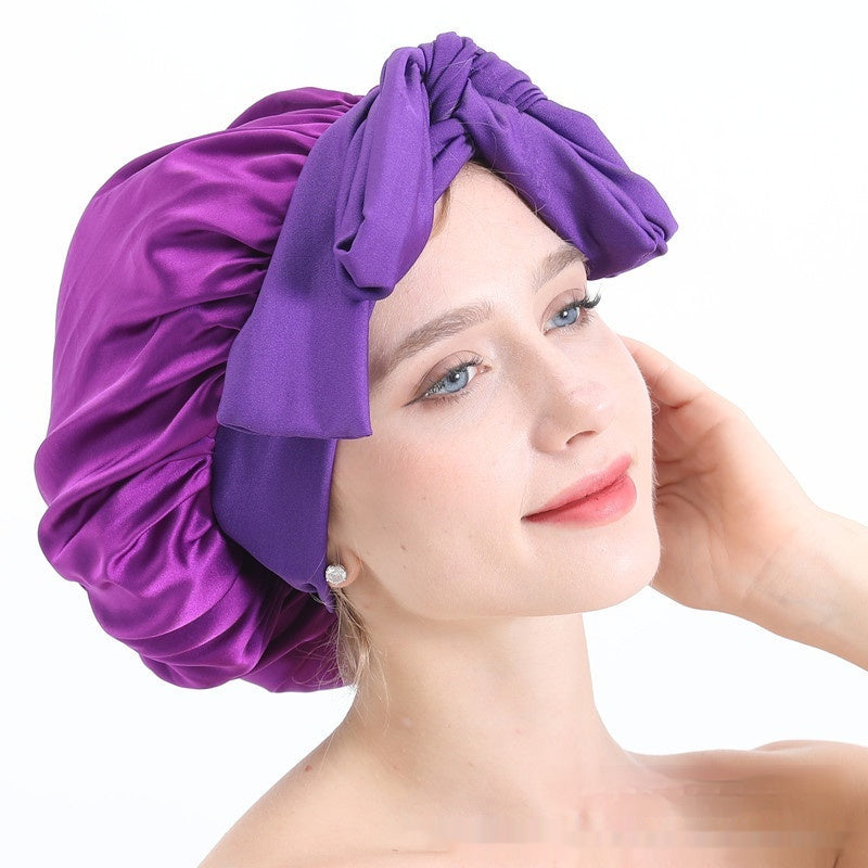 Extra Large Stretch European And American Solid Color Ladies Shower Cap