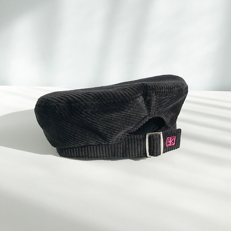 Women's Embroidered Letter Beret Versatile Corduroy