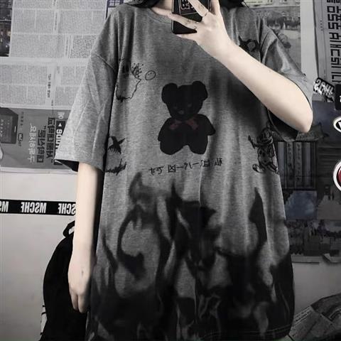 Ins Summer Female Loose  Graffiti Short Sleeve