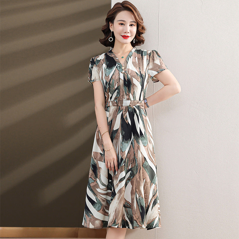 Mom Wear Over The Knee Dress Summer Wear