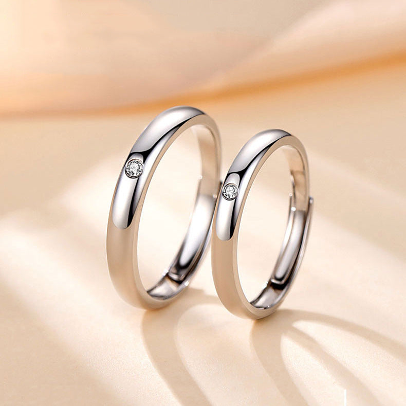 Plain Silver Couple Ring - European and American Simple Versatile Design