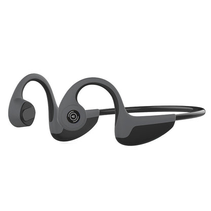 Black wireless earbuds on a white background