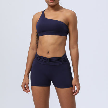 Women's Fitness Running Sports Pleated Yoga Clothes Suit