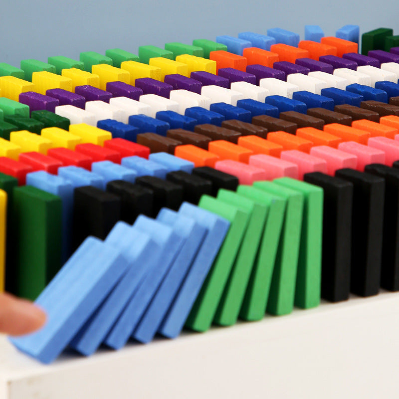 Wooden Domino Blocks Building Toy Kits | Color Sort Rainbow Dominoes Educational Game