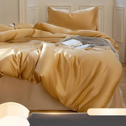 Summer Bed Four-piece Ice Silk Summer Cooling Quilt Cover Fitted Sheet
