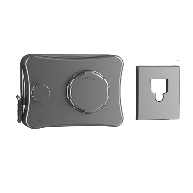 Gray telescopic tool with measurements and features on a gray background