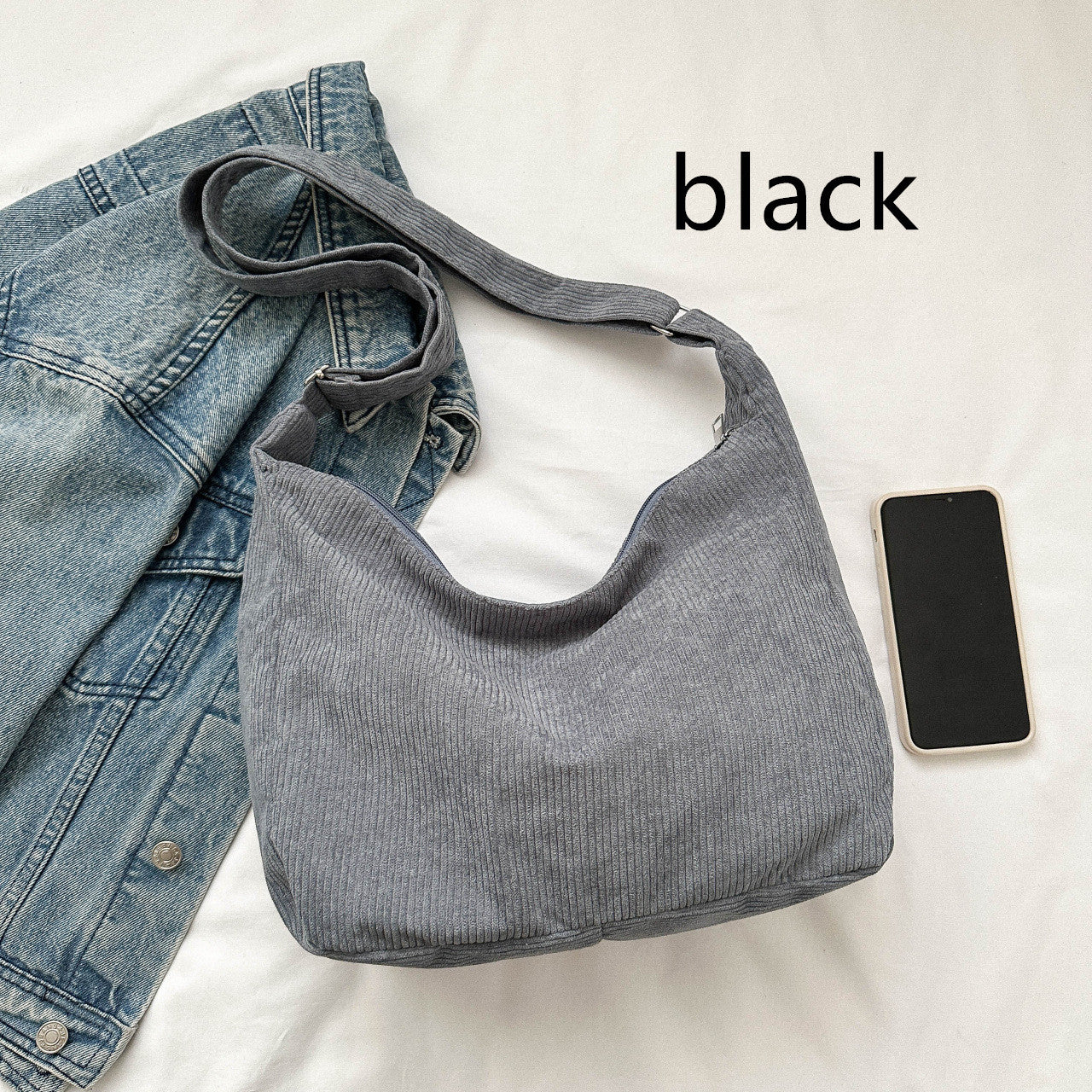 Simple Corduroy Shoulder Bag Fashion Canvas