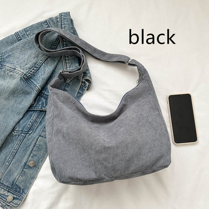 Simple Corduroy Shoulder Bag Fashion Canvas