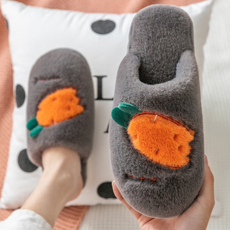 Bag heel thick-soled warm plush cotton slippers