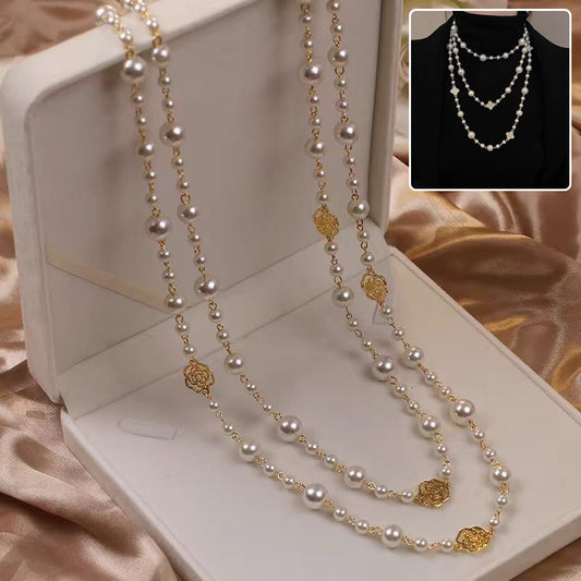 Retro Multi-layer Pearls Necklace - Fashion Long Sweater Chain for Women