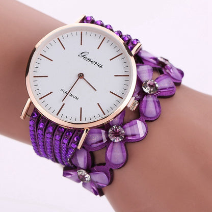 Fashion Geneva Flowers Quartz Ladies Bracelet Watch