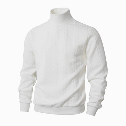 White turtleneck sweater on a white background