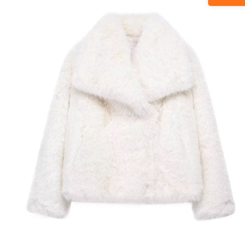 White fur coat on a white background