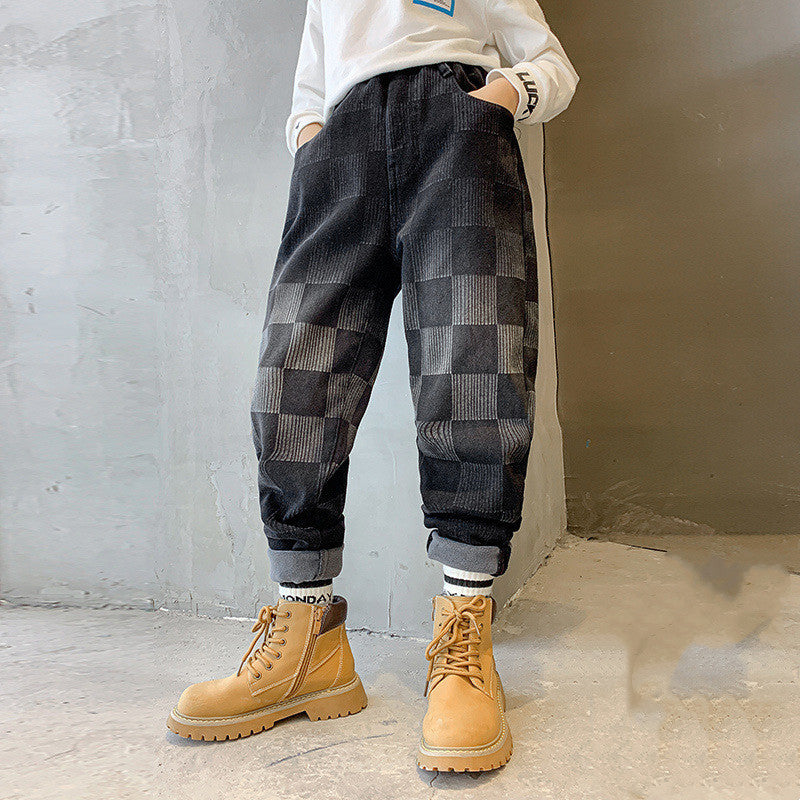 New Boys' Plush Fleece Jeans