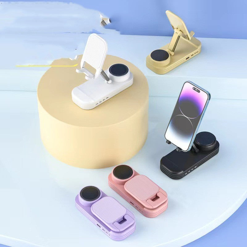 Set of phone stands in various colors on a light blue background