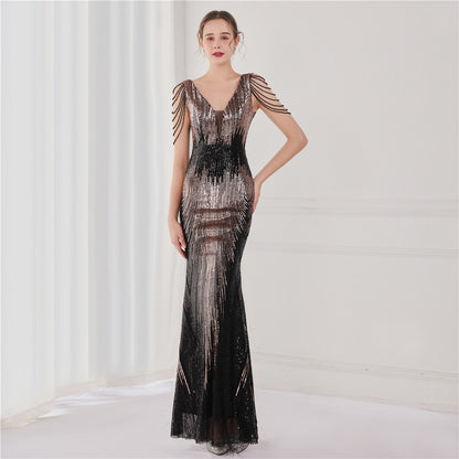 Women's Fashion Elegant Sequins Fishtail Formal Dress