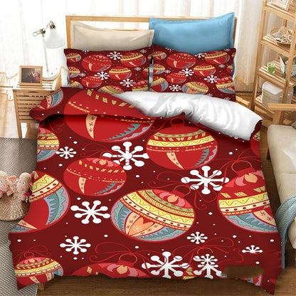 Christmas Printed Polyester Fiber Quilt Cover Pillowcase Bed Sheet