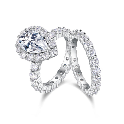 Love Ring - Top-Quality Pear-Shaped Moissanite S925 Silver and Platinum-Plated Diamond Wedding Ring