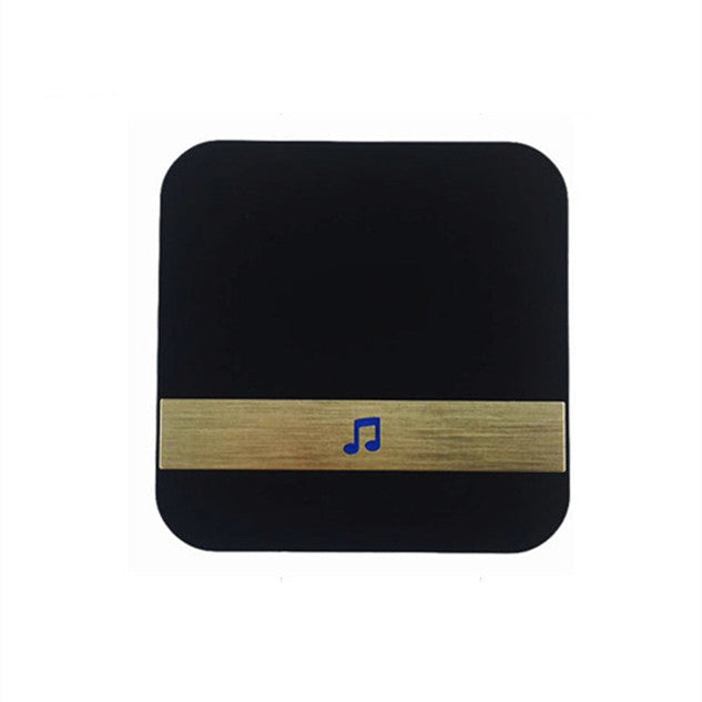 Black square coaster with a gold band and music note symbol on a white background