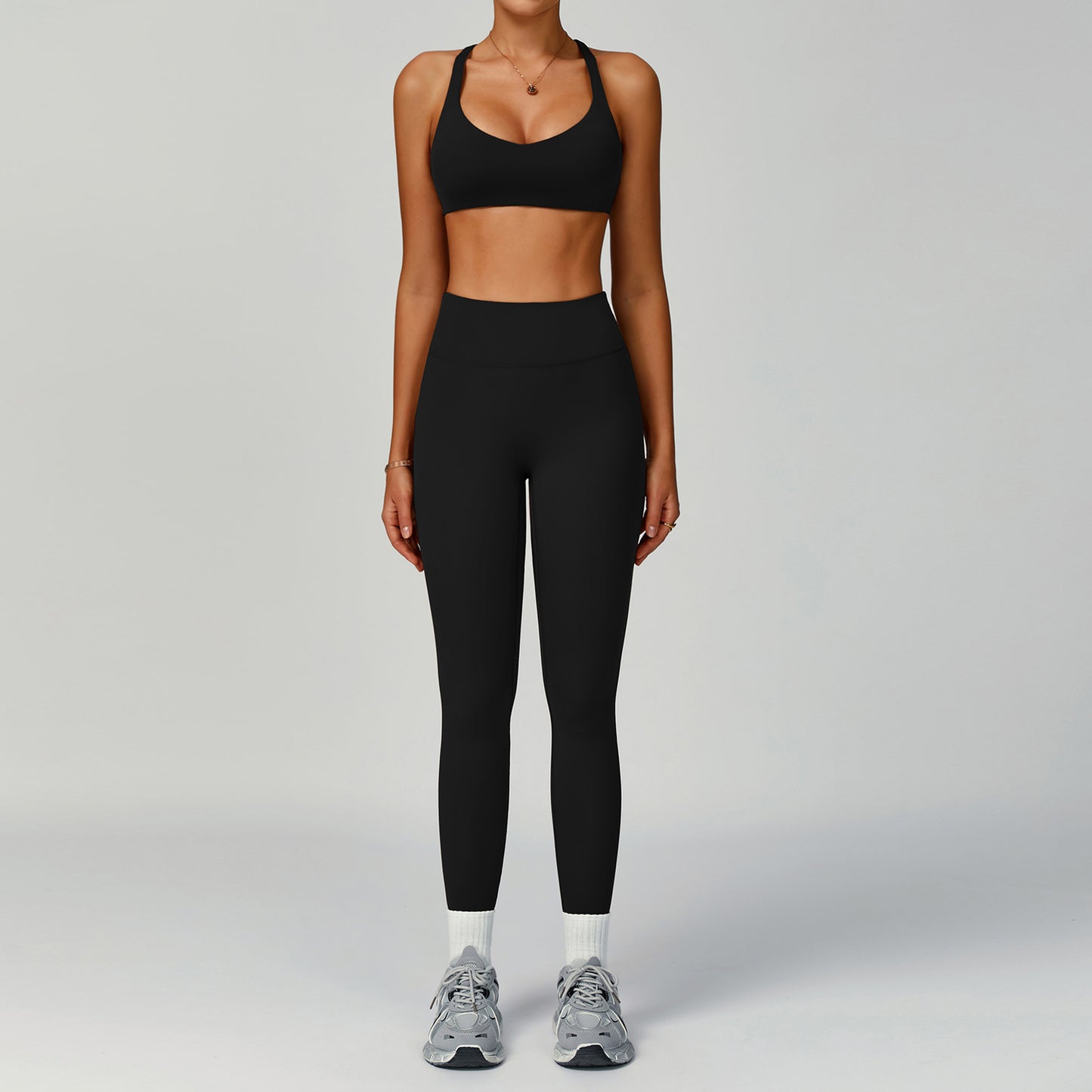 Women's Pure Color Tight Hollow-Out Beauty Back Sports Outfit