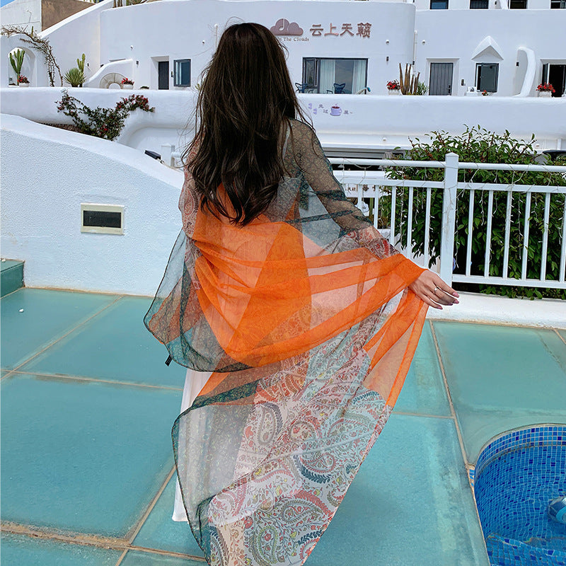 Desert Versatility For Traveling Sun Protection Toe Cap Silk Scarf
