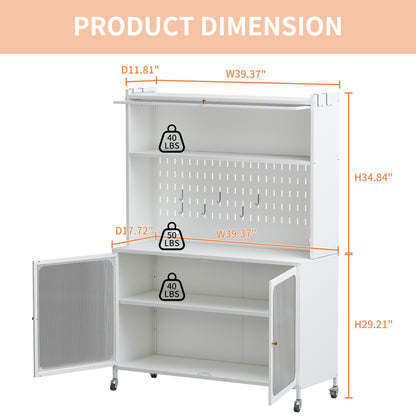 Kitchen Pantry Cabinet, Tall Storage Cabinet With Glass Doors & Adjustable Shelves, Cabinet Cupboard For Kitchen, Living Room, Dinning Room, White
