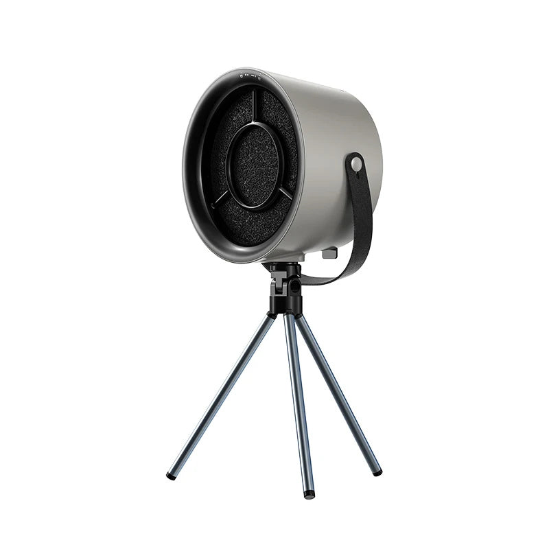 Speaker with a tripod stand on a white background