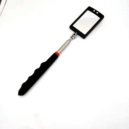 Telescopic mirror with a black handle on a white background