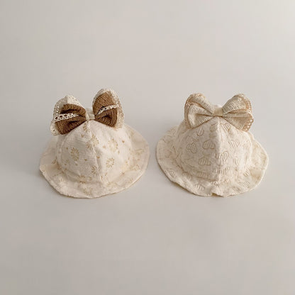 Windproof Bow Fisherman Hat Newborn Small-month Keep Baby Warm Bucket Hat