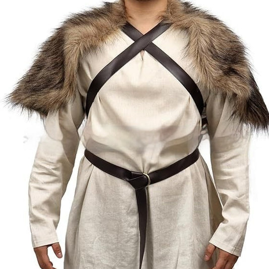 Viking Men's Cape And Shawl Oversleeve Booties Suit Artificial Wool