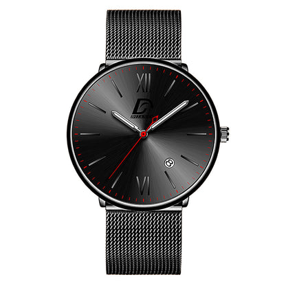 Men's Stainless Steel Calendar Watch Korean Version