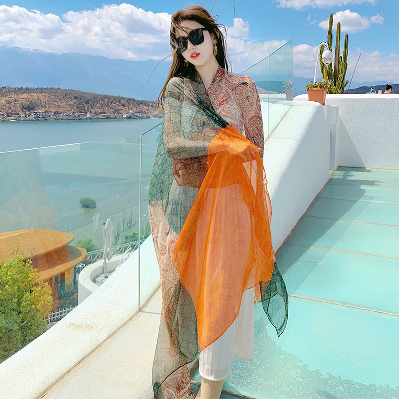 Desert Versatility For Traveling Sun Protection Toe Cap Silk Scarf