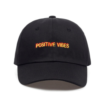 Positive Vibes Embroidered Cotton Baseball Cap
