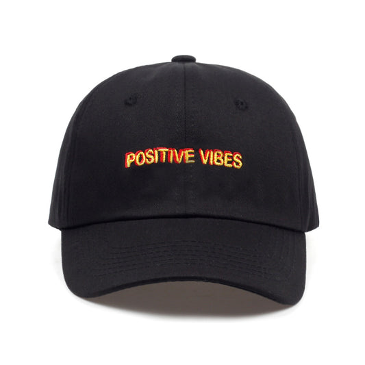 Positive Vibes Embroidered Cotton Baseball Cap
