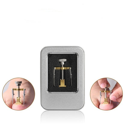Ingrown nail corrector in a silver box with text highlighting its benefits on a white background.
