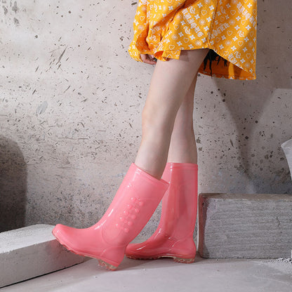 High Rain Boots for Women-Fashion Flannelette Cotton Covers
