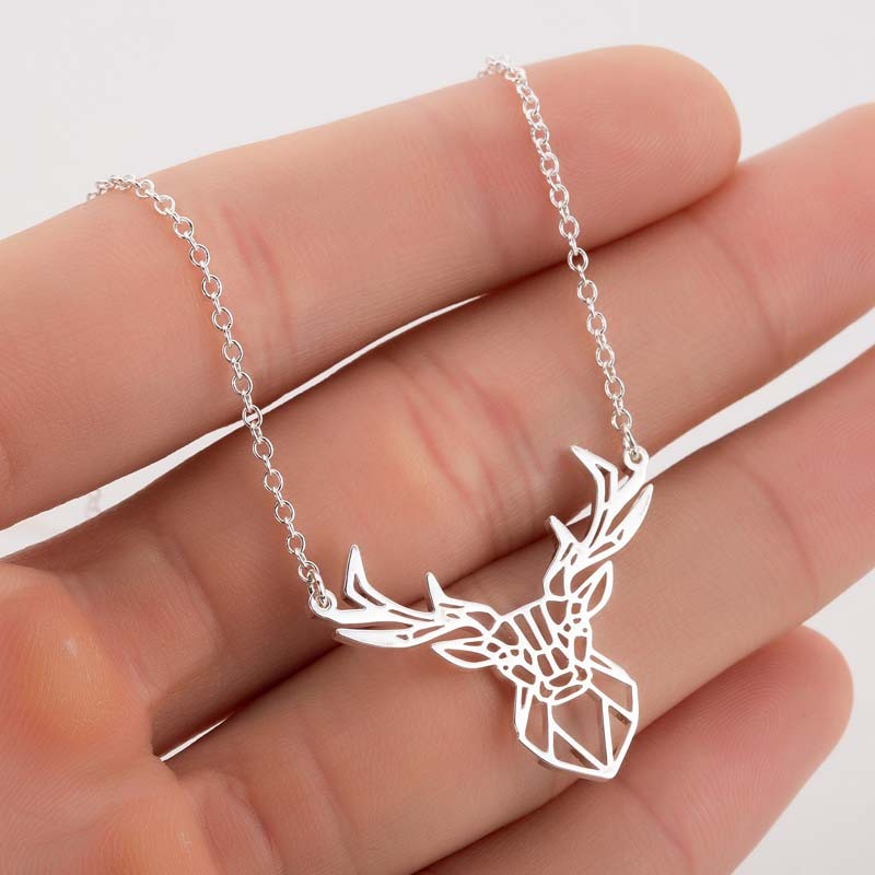 Antler pendant animal necklace female