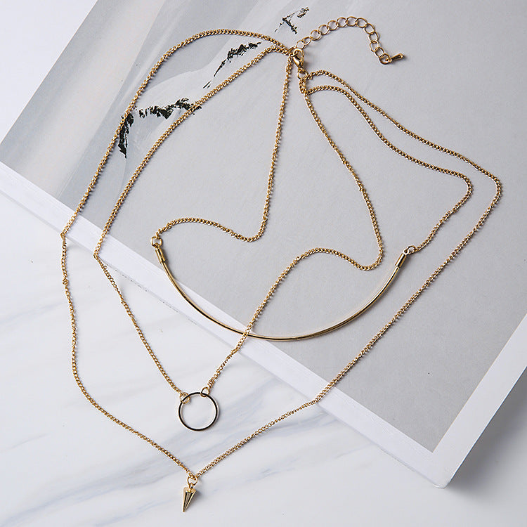 Korean Fashion Multideck Design Long Necklace - Simple Collarbone Kolye for Women
