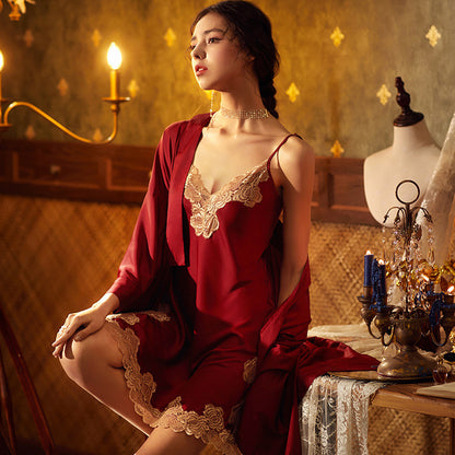 Two-piece female summer silk nightdress