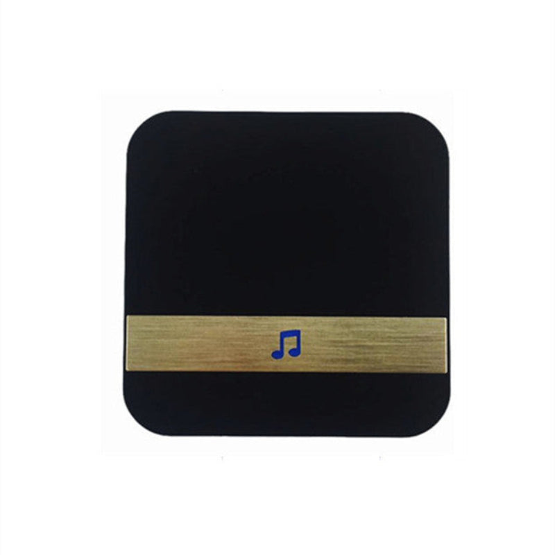 Black square coaster with a gold band and music note symbol on a white background