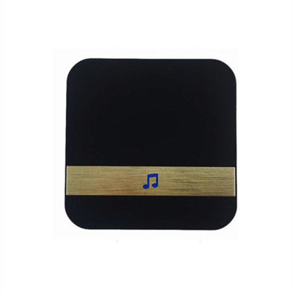 Black square coaster with a gold band and music note symbol on a white background