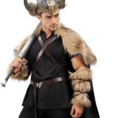 Viking Men's Cape And Shawl Oversleeve Booties Suit Artificial Wool