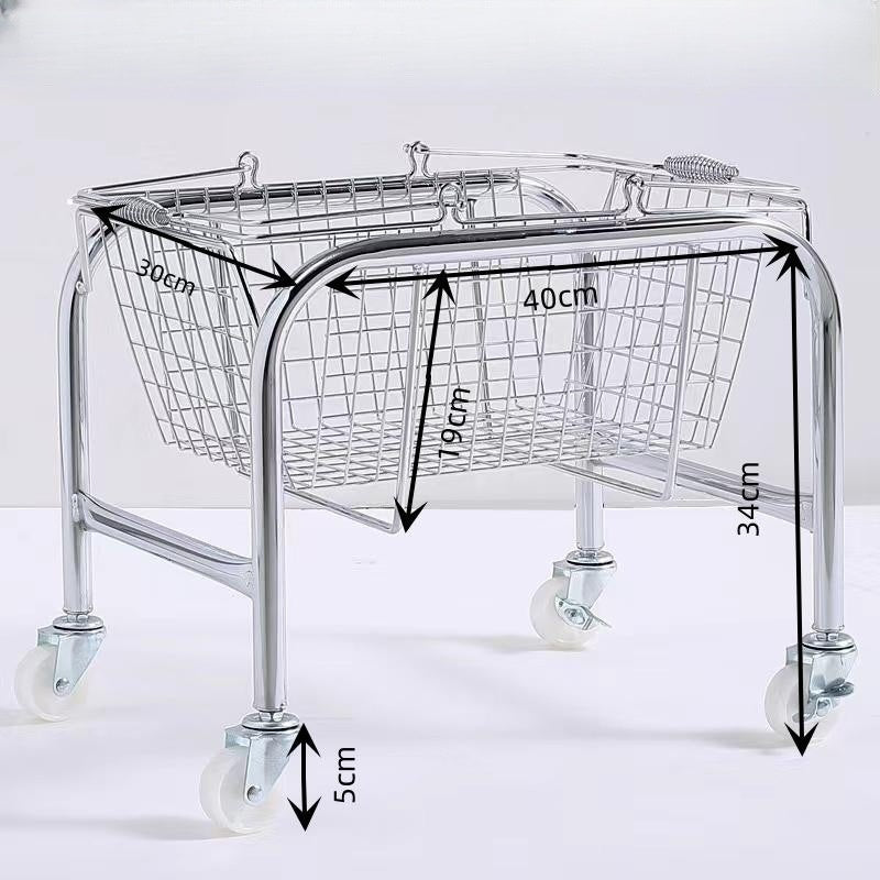 Zhonggu Rattan Trolley Storage Basket Metal Snack Rack