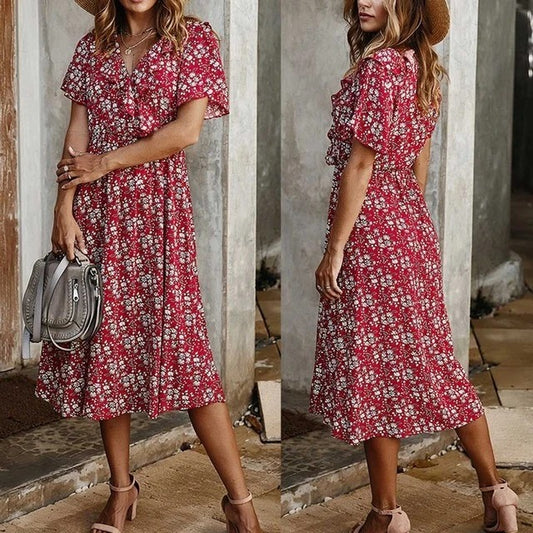 Short floral short sleeve dress