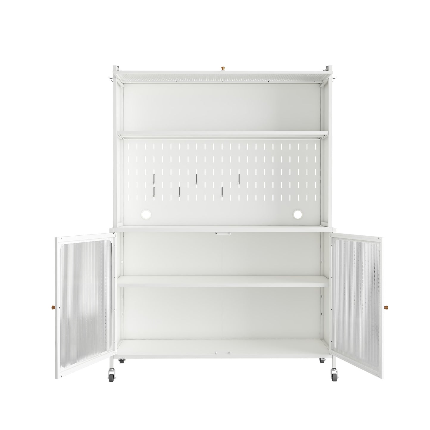 Kitchen Pantry Cabinet, Tall Storage Cabinet With Glass Doors & Adjustable Shelves, Cabinet Cupboard For Kitchen, Living Room, Dinning Room, White