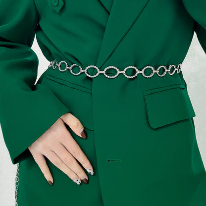 Waist Chain - Women Senior Sense Circle Wavy Metal Chain
