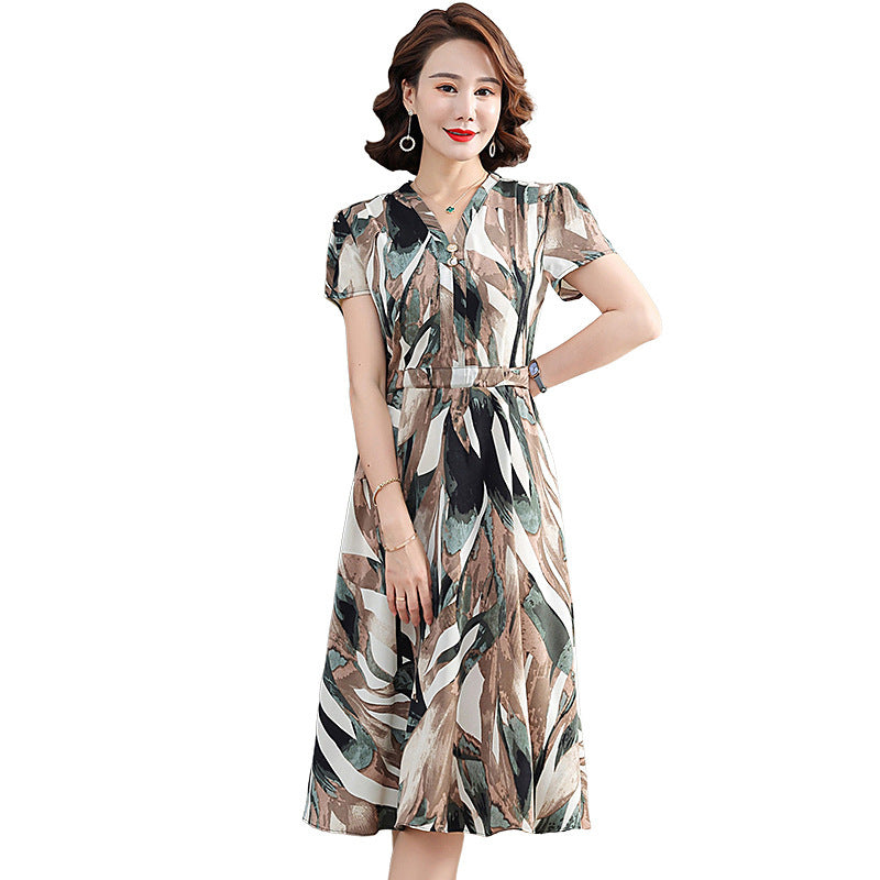 Mom Wear Over The Knee Dress Summer Wear